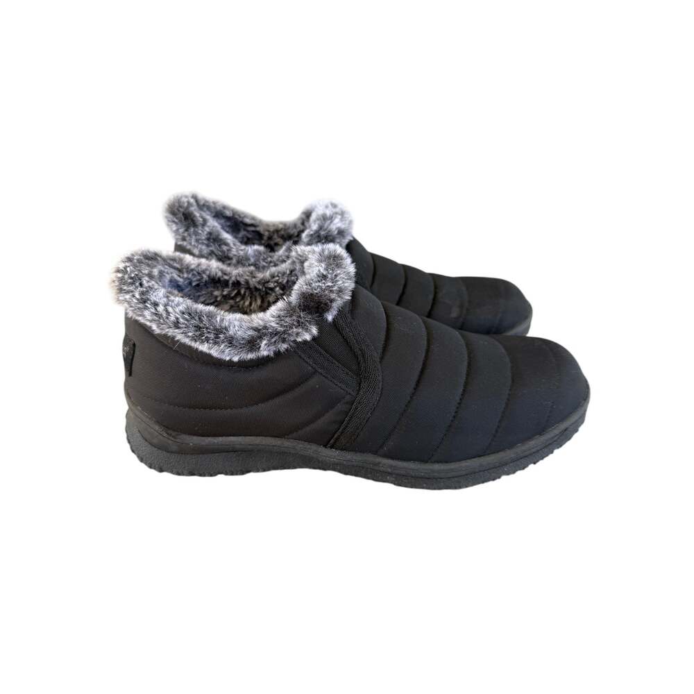 Minnetonka Timpson Black Slip-On Faux Fur Boot Women's Sz 9 EUC